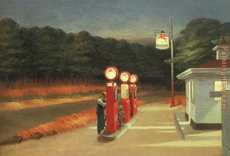 Gas painting - Edward Hopper Gas art painting